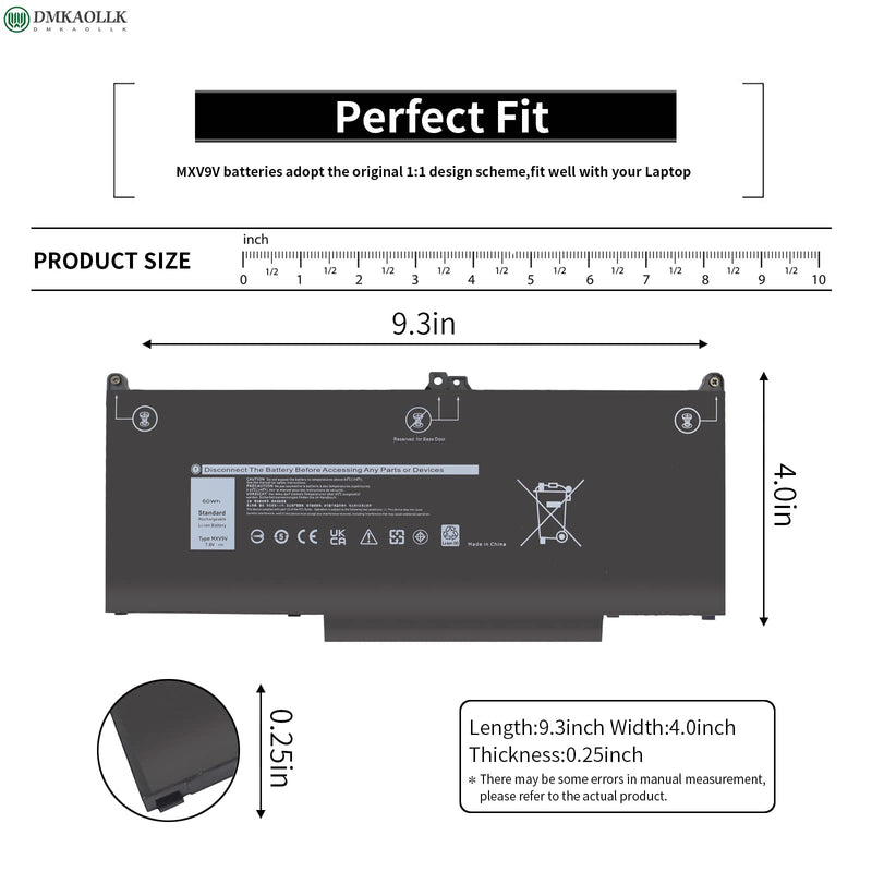  [AUSTRALIA] - MXV9V Battery for Dell Latitude 5300 5310 7300 7400 E5300 E5310 E7300 E7400 Series, Latitude 5300 5310 2-in-1,for dell inspiron 7300/7306 2-in-1 Black Series P96G P97G P99G P100G 5VC2M 829MX 7.6V 60Wh