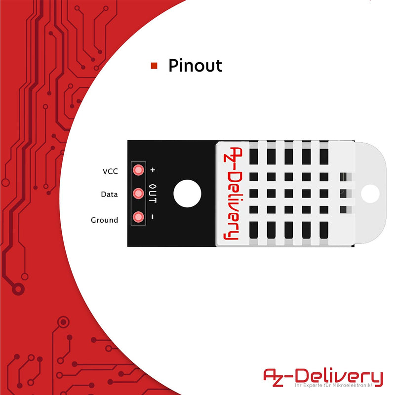  [AUSTRALIA] - AZDelivery DHT22 AM2302 temperature sensor and humidity sensor with circuit board and cable compatible with Arduino and Raspberry Pi including e-book! 1