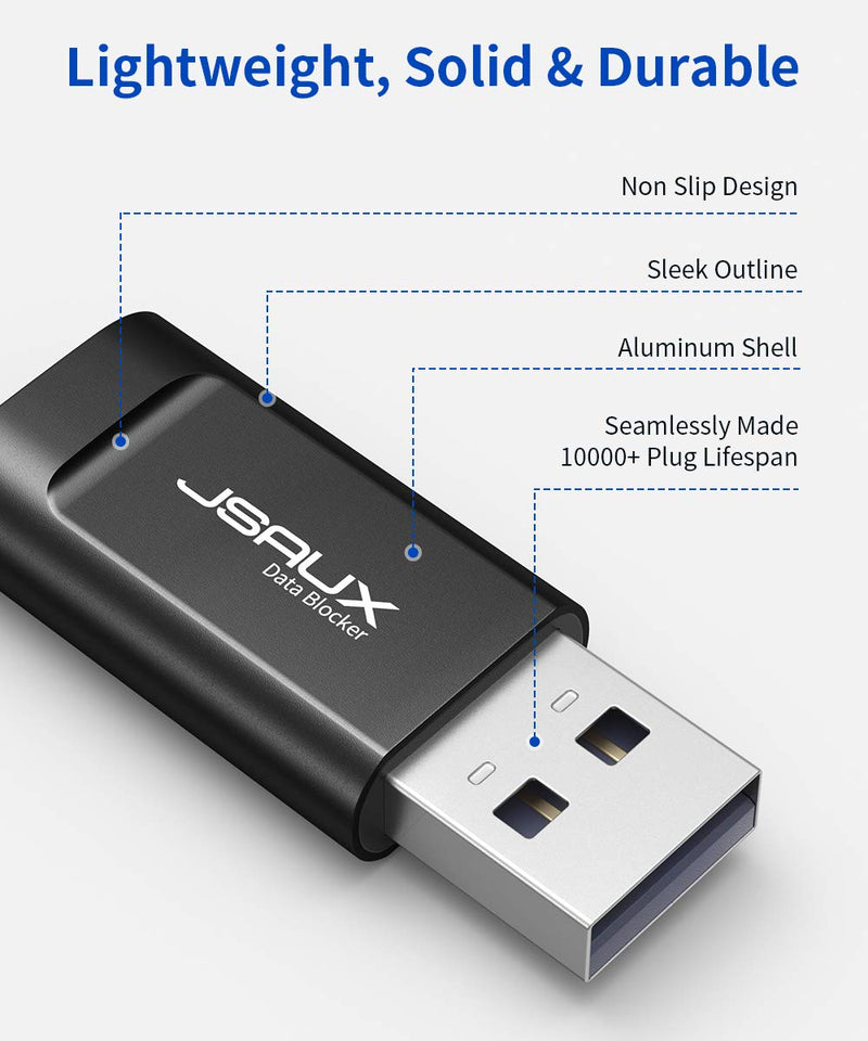  [AUSTRALIA] - USB Data Blocker, JSAUX (4-Pack) USB-A Defender Only for Quick Charge, Protect Against Juice Jacking, Refuse Hacking Provide Safe Charging- Black