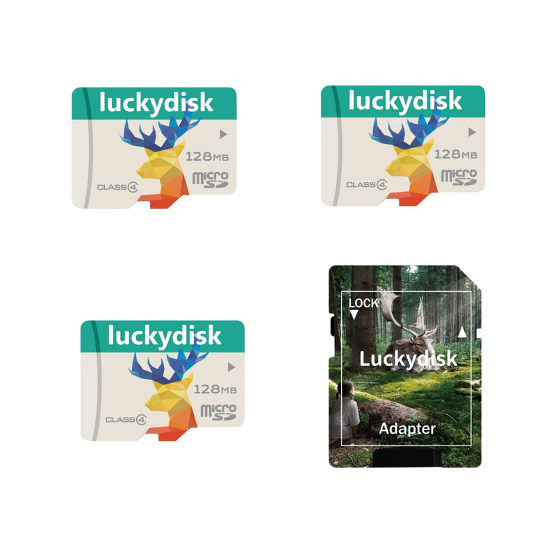  [AUSTRALIA] - 128MB(NOT GB) 3Pack Micro SD Card Luckydisk Wholesale MicroSD Memory Card with SD Adapter in Bulk for Small Files Old Phones Music NOT for Camera 128MB 3Pack in Bulk