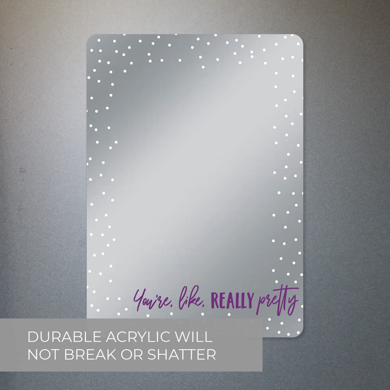  [AUSTRALIA] - You're Like Really Pretty Magnetic Locker Mirror/Stylish Locker Decor / 5" x 7" Shatterproof School Accessory/Teen Girl Gift/Made in The USA