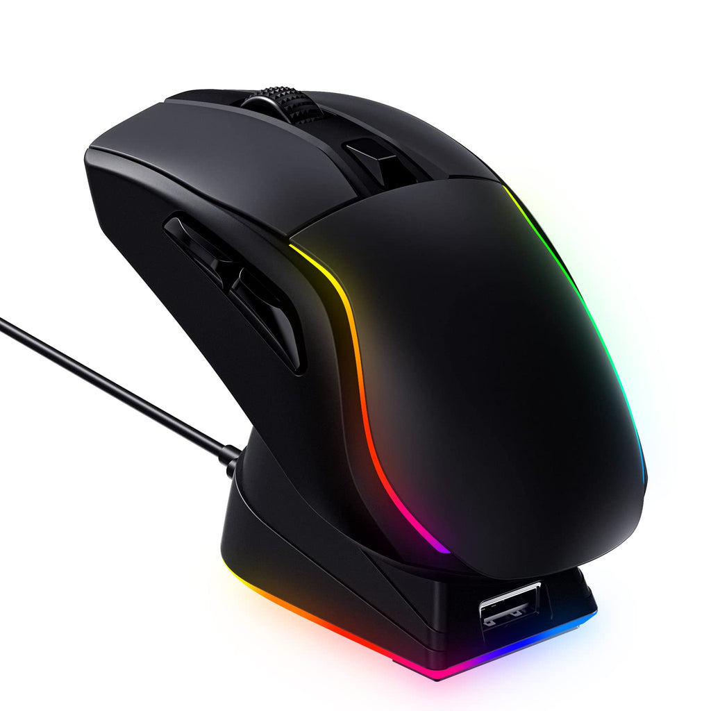  [AUSTRALIA] - Wireless Gaming Mouse with RGB Magnetic Charging Dock, Lightweight Tri-Mode Gaming Mouse Wireless Up to 20KDPI 300IPS 1000Hz with Chroma RGB Backlit, Buttons Fully Programmable, for PC,Mac