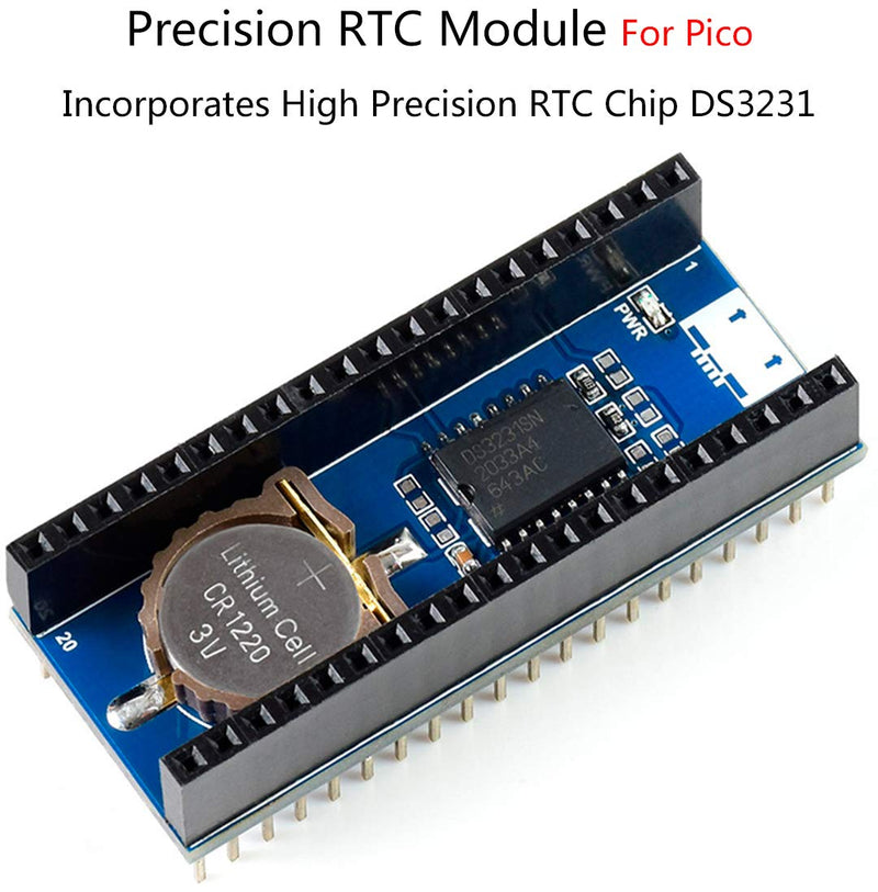  [AUSTRALIA] - Waveshare Precision RTC Module for Raspberry Pi Pico, Onboard High Precision RTC Chip DS3231, Uses I2C Bus for Communication Real-Time Clock Record