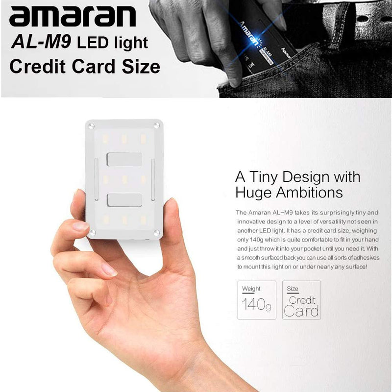  [AUSTRALIA] - Aputure Amaran AL-M9 LED Light Built in Battery Pockable Mini TLCI/CRI 95+ On-Camera Video Lights 9pcs SMD Lighting for DSLR Camera