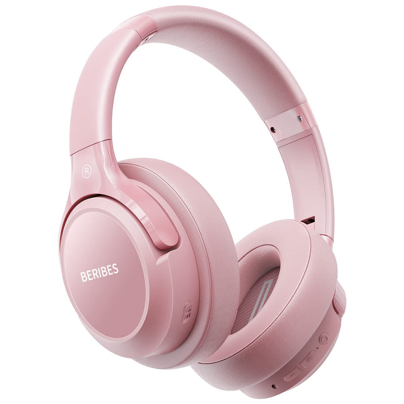  [AUSTRALIA] - Bluetooth Headphones Over Ear,BERIBES 65H Playtime and 6 EQ Music Modes Wireless Headphones with Microphone, HiFi Stereo Foldable Lightweight Headset, Deep Bass for Home Office Cellphone PC TV (Pink) Pink