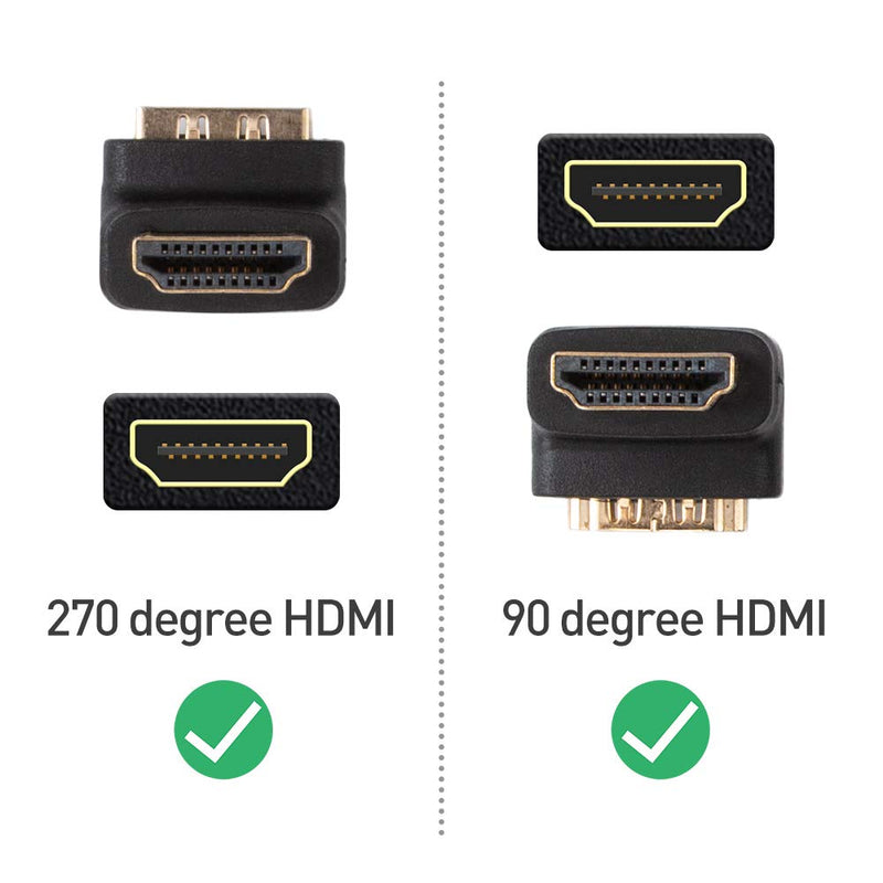  [AUSTRALIA] - Cable Matters Combo Pack 270 Degree and 90 Degree HDMI Adapter (Right Angle HDMI) with 4K and HDR Support