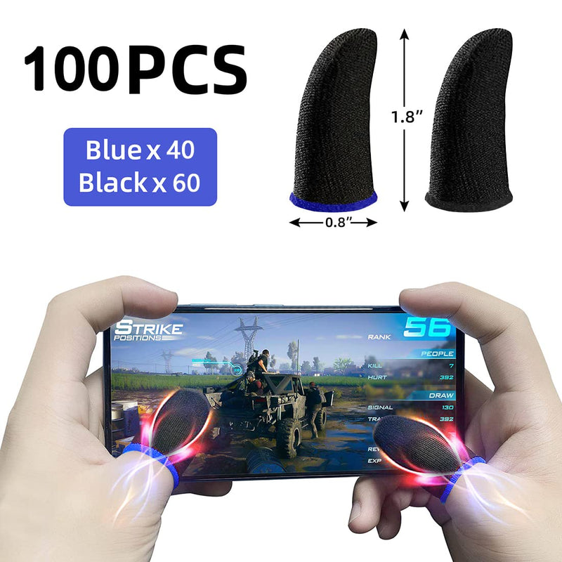  [AUSTRALIA] - 100 Pieces Finger Sleeves for Gaming, Thumb Sleeves Mobile Gaming Controller, Anti-Sweat Breathable Seamless Touchscreen Thumb Cover for PUBG, League of Legend, Rules of Survival, Knives Out, Fortnine
