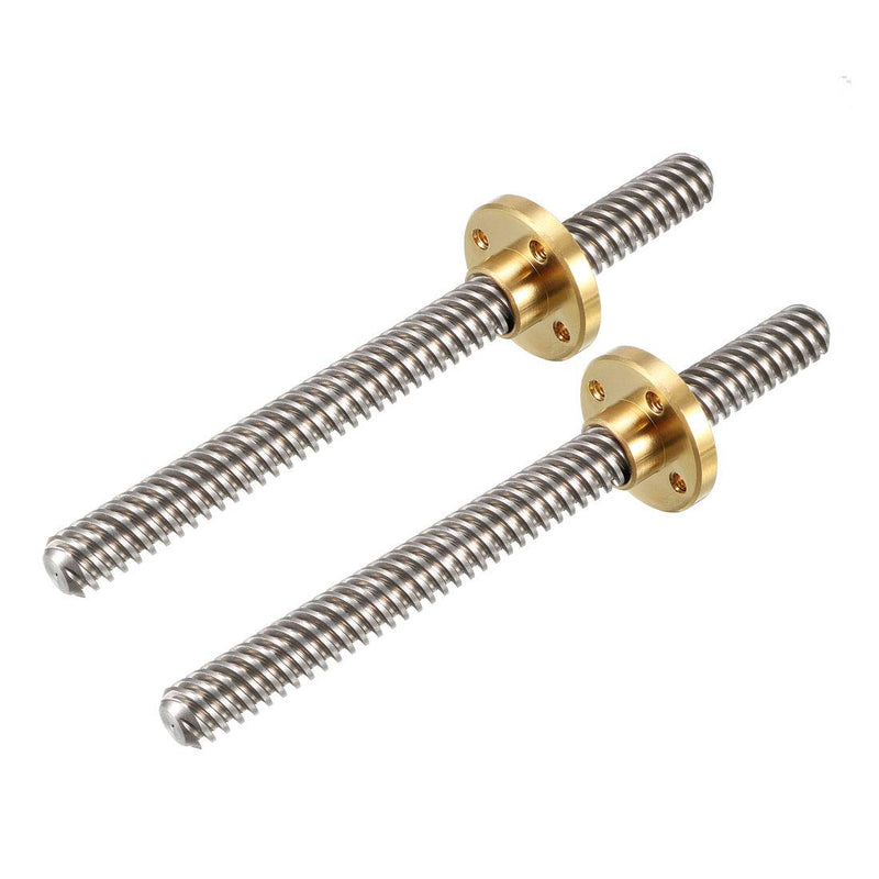  [AUSTRALIA] - uxcell 100mm Length T8 8mm Dia Lead Screw Rod,8 Lead Stainless Steel Lead Screw Rod with Copper Nut Trapezoidal Thread for 3D Printer Z Axis2pcs