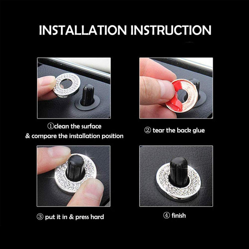 Bling Car Inner Door Lock Pull Cover Compatible with Mercedes-Benz, Crystal Car Interior Rod Bolt Accessories Decals Stickers (4PCS) - LeoForward Australia