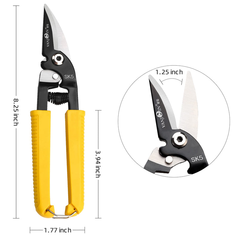  [AUSTRALIA] - Heavy Duty Scissors, VANJOIN Multi-purpose Shears with Safty Lock and Wire Cutting Function, Cutting Tool All Purpose for Carpet Cardboard Craft Tree Branches, Steel Shears for Industry Home School Curved Shears with High Leverage