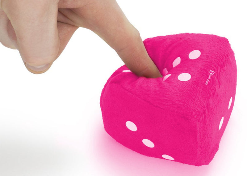  [AUSTRALIA] - Zento Deals Pair of 3 inch Square Pink Hanging Fuzzy Dice with White Dots