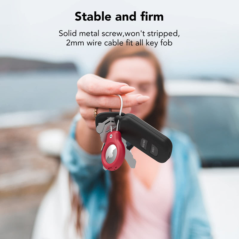  [AUSTRALIA] - Compatible with Apple AirTag Secure Holder with Wire Cable,Air Tag Lock Case Keychain Key Ring Key Chain Luggage tag for Keys, Luggage & More Men Women's Keyrings & Keychains