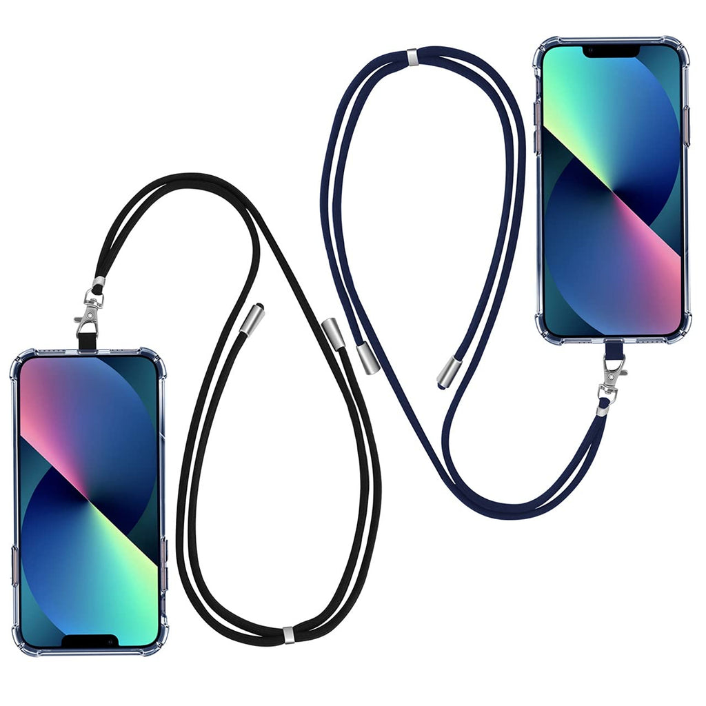  [AUSTRALIA] - Jasilon [Upgraded] [2 Pack] Phone Lanyard, Cell Phone Lanyards with Safety Pad and Adjustable Shoulder Neck Strap Black+blue