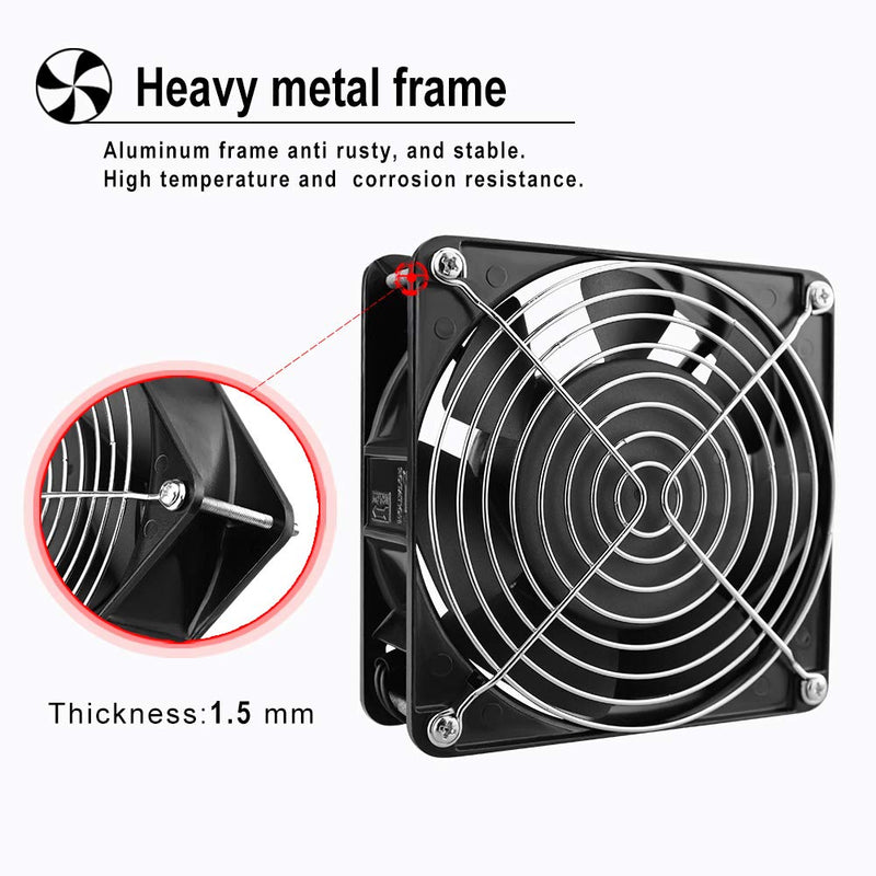  [AUSTRALIA] - Wathai AC 12038 120mm x 38mm 110V 120V Dual Ball Metal Cooling Axial Fan High Airflow AC 120x120x38mm