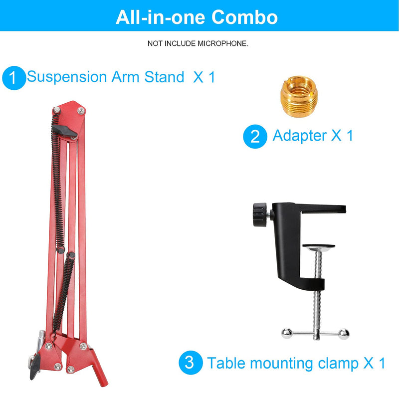  [AUSTRALIA] - YOUSHARES Red Microphone Boom Arm Stand - Adjustable QuadCast Mic Stand Compatible with HyperX QuadCast S Mic