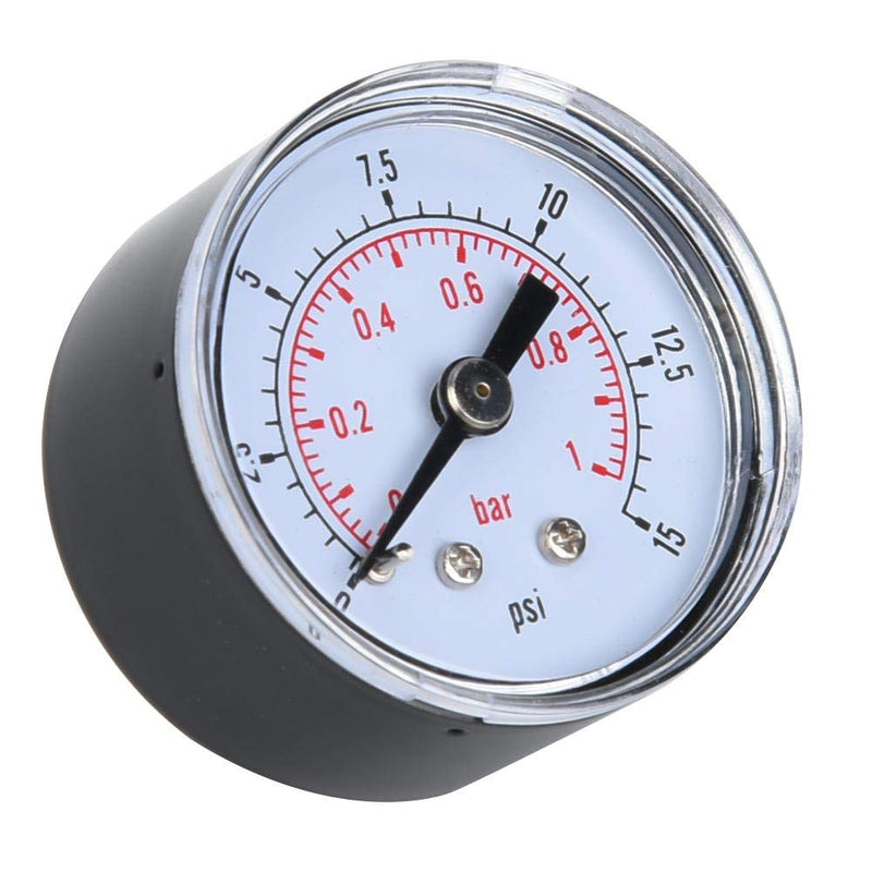  [AUSTRALIA] - Mechanical Pressure Gauge, 1/8" BSPT Axial Pressure Gauge for Air, Oil and Water (0-15psi, 0-1bar)