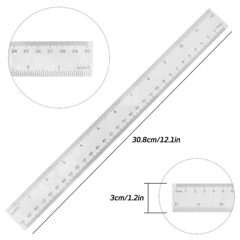  [AUSTRALIA] - Set of 4, Clear Measuring Tools, DaKuan Plastic Straight Ruler (12 Inches and 6 Inches) and Protractor 180 Degree (4 Inch and 6 Inch)