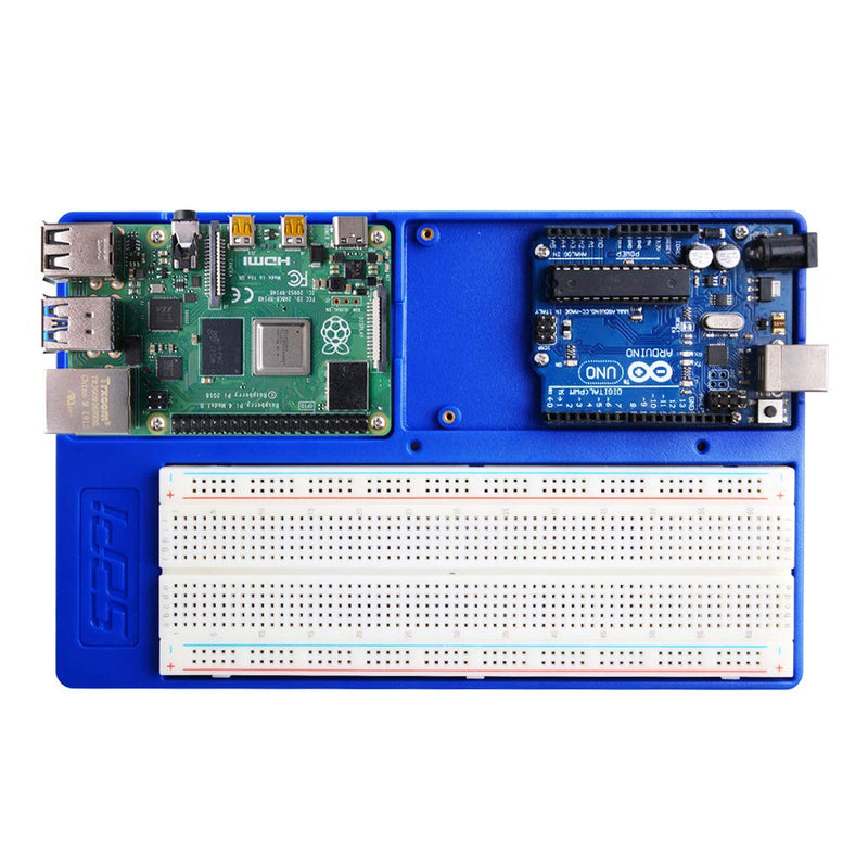  [AUSTRALIA] - GeeekPi Raspberry Pi 4B Holder ABS Holder Breadboard Holder, 5 in 1 Base Plate Case for Raspberry Pi 4 Model B,3B+,3B,2B,B+,Zero,Zero W(2) and Arduino UNO,Arduino Mega 2560 (Blue Holder)