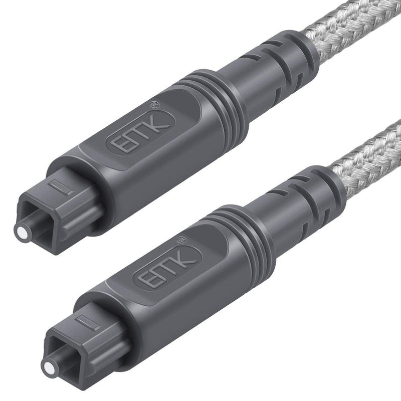  [AUSTRALIA] - EMK Optical Audio Cable Toslink Cable - [Cotton Braided Jacket,Durable and Flexible] Fiber Optic Cord for Home Theater, Sound bar, TV, PS4, Xbox & More(3Ft/1m) Grey-3Ft/1m