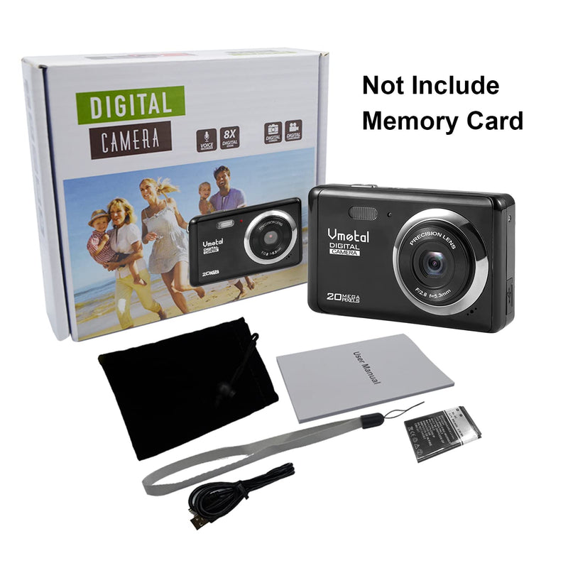  [AUSTRALIA] - Full HD 1080P 20MP Mini Digital Camera with 2.8 Inch TFT LCD Display,Digital Point and Shoot Camera Video Camera Student Camera, Indoor Outdoor for Kids/Beginners/Seniors (Black) Black