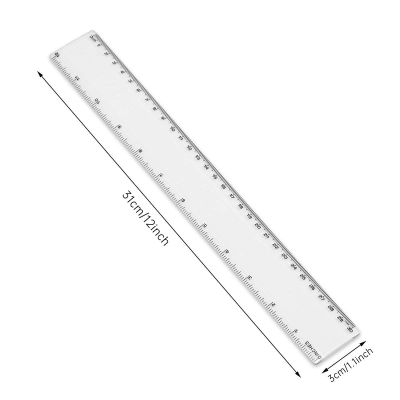  [AUSTRALIA] - Clear Plastic 12 Inch Ruler 2 Set Measuring Tool School Office Supplie Designed for Student