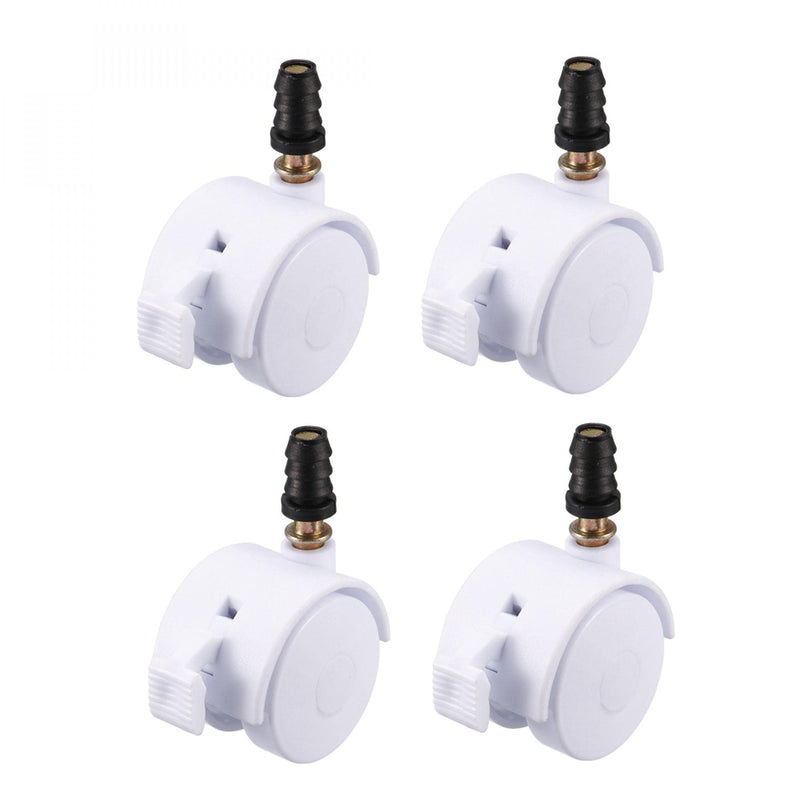  [AUSTRALIA] - uxcell 1.5 Inch Swivel Caster Wheels Grip Neck Stem Caster White Furniture Wheel with Brake and Mounting Socket, 4pcs 4