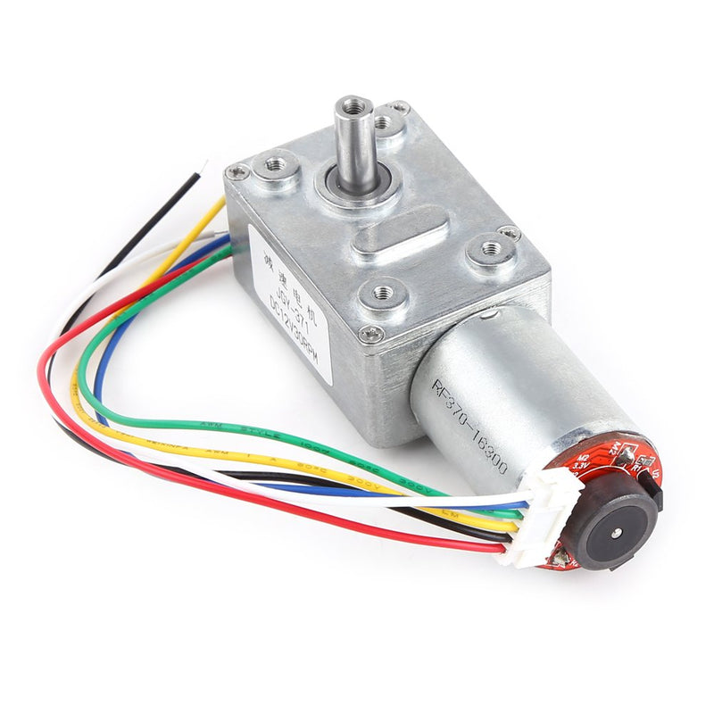  [AUSTRALIA] - DC 12v High Torque Turbine Snail Turbo Worm DC Gear Motor 12v Speed Reduction Motor With Encoder Strong Self-Locking (30rpm) 30RPM