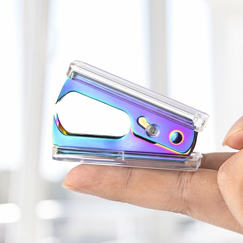  [AUSTRALIA] - Rainbow Staple Remover - Professional Acrylic Staples Puller Tool with Lock, Steel Claw Stapler Removal for Office, School Desktop Dress Up, 1 Pack Blue+purple