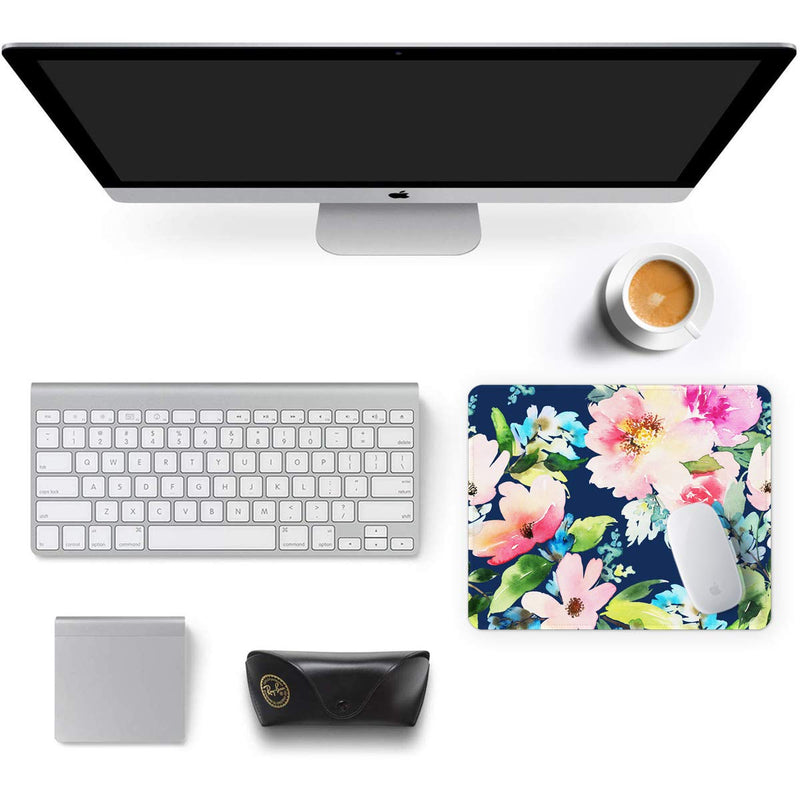  [AUSTRALIA] - Auhoahsil Mouse Pad, Square Floral Design Anti-Slip Rubber Mousepad with Stitched Edges for Gaming Office Laptop Computer PC Women Men Kids, Pretty Custom Pattern, 9.8 x 7.9 in, Blue Daffodil Flowers Watercolor Daffodil
