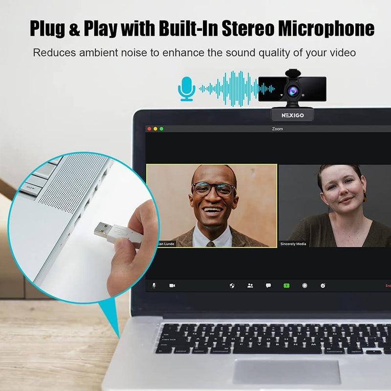  [AUSTRALIA] - 1080P Business Webcam with Software, Dual Microphone & Privacy Cover, NexiGo N660 USB FHD Web Computer Camera, Plug and Play, for Zoom/Skype/Teams/Webex, Laptop MAC PC Desktop