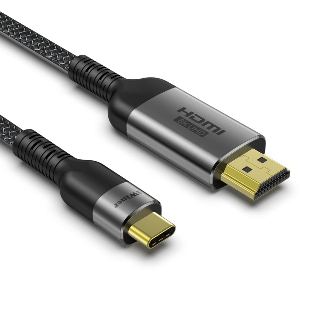  [AUSTRALIA] - USB C to HDMI 8K@60Hz, iWiner USB Type-C to HDMI Cable 6Ft Braided, USB4 / Thunderbolt 4 Compatible with MacBook Pro / Air, iPad Pro 2021, Surface Book 2, Dell, HP, Galaxy S21 and More