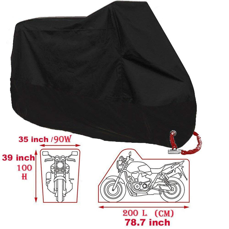  [AUSTRALIA] - MONOJOY Scooter Covers Moped Cover Waterproof Motorcycle Prevent Rain Sun UV Dustproof for Any Season and Weather with Lock Holes Rust Resistance and Buckle Black 78.7"x35"x39" M