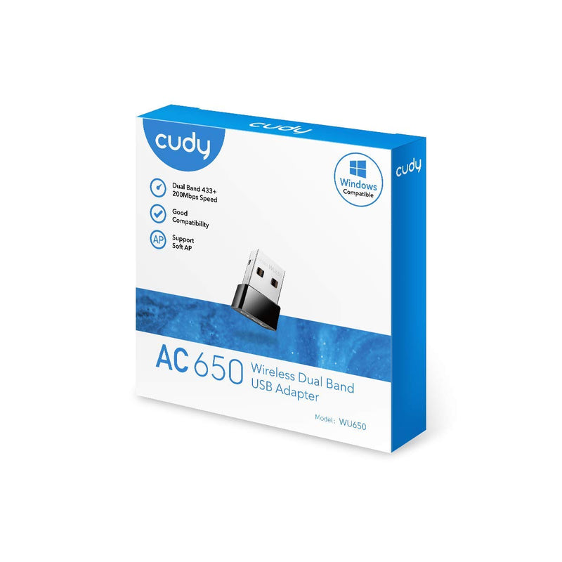  [AUSTRALIA] - Cudy AC 650Mbps USB WiFi Adapter for PC, 5GHz/2.4GHz Wireless Dongle, WiFi USB, USB Wireless Adapter for Laptop - Nano Size, Compatible with Windows XP / 7/8.x /10/11, Mac OS