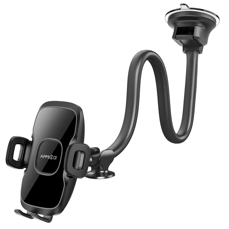  [AUSTRALIA] - APPS2Car 13'' Gooseneck Car Phone Holder, Industrial-Strength Car Phone Mount Windshield Suction Cup, Holder for Cell Phone in Truck, Long Arm Phone Holder Mount for Truck