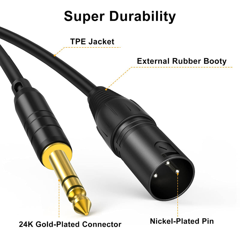  [AUSTRALIA] - CableCreation 6 Feet TRS 6.35mm (1/4 Inch) Male to XLR Male Cable, Black 1\-Pack
