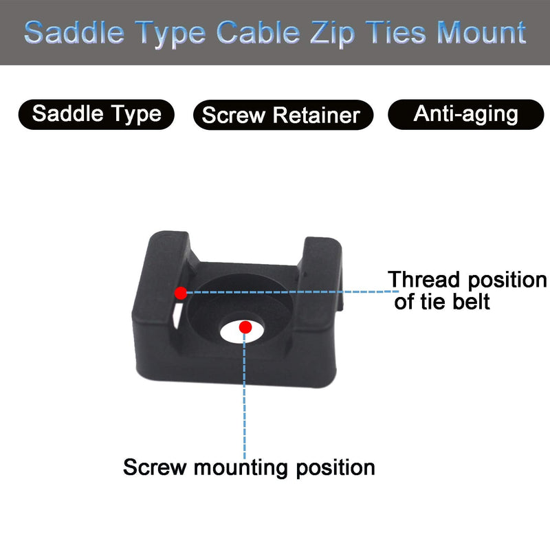  [AUSTRALIA] - Pro-Grade, Slim, 1x .6 Cable Tie Mounts with Screws 100 Pack. High Strength, Black Zip Tie Bases for Wire Management. Permanently Anchor to Wall, Desk or Baseboard. Run Cords at Your Home or Office