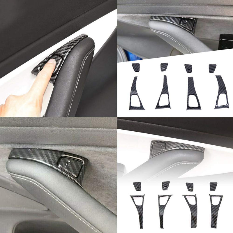  [AUSTRALIA] - CoolKo Side Door Lock Pin Switch Button Frame Cover Trim Decoration for Model 3 & Y [ 4 Pairs ] A1. Carbon Fiber Pattern A2. Carbon Fiber Pattern