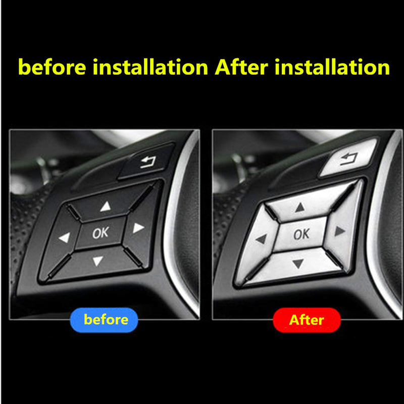  [AUSTRALIA] - For Mercedes Benz Steering Wheel Button Stickers, Protection Decoration Button Sticker Accessories Repair Kit for 2012-2016 Mercedes Benz E C G Class W204, Silver Trim