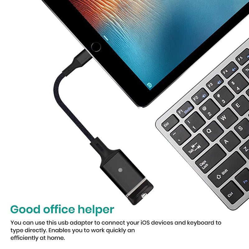  [AUSTRALIA] - USB Camera Adapter, MeloAudio iOS Male to USB 3.0 Female USB OTG Extension Cable Compatible iOS 9.2 or Later, Support Card Reader USB Flash Drive Mouse MIDI Keyboard Piano Mic Audio Interface (Black) Black