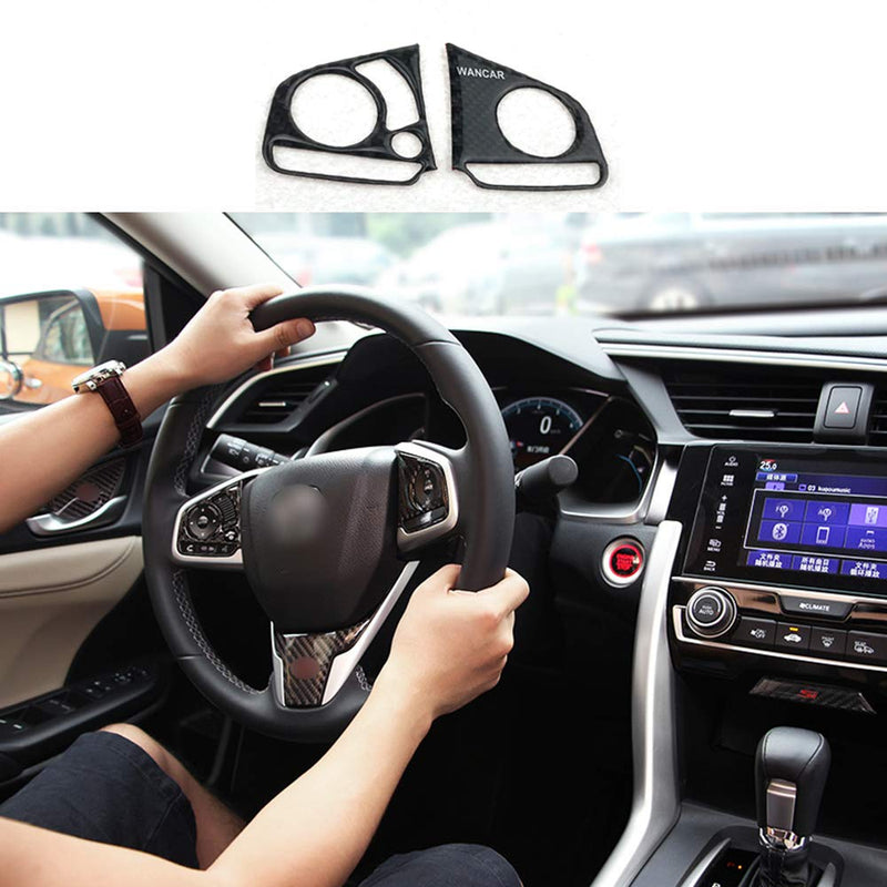  [AUSTRALIA] - WANCAR Carbon Fiber Steering Wheel Sticker Media Panel Decoration Frame Trims Cover for 10th Gen Honda Civic 2016 2017 2018 2019