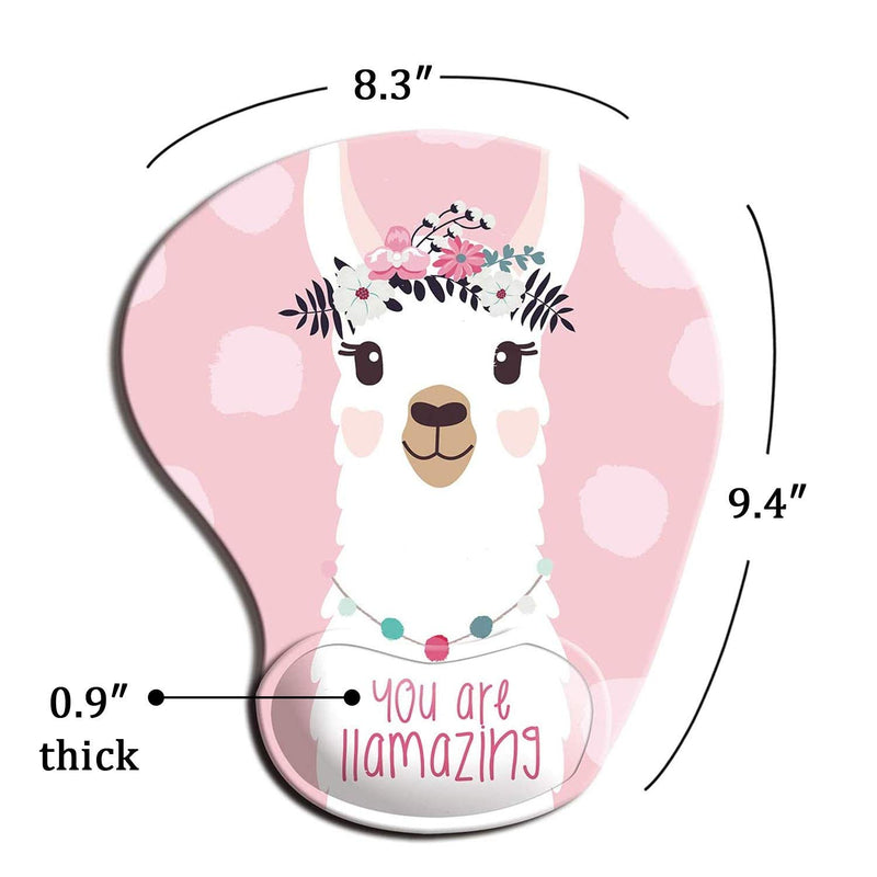  [AUSTRALIA] - Dooke Ergonomic Mouse Pad with Wrist Support, Cute Mouse Pads with Non-Slip PU Base for Home Office Working Studying Easy Typing & Pain Relief Cute Llama Cute Llama Pink