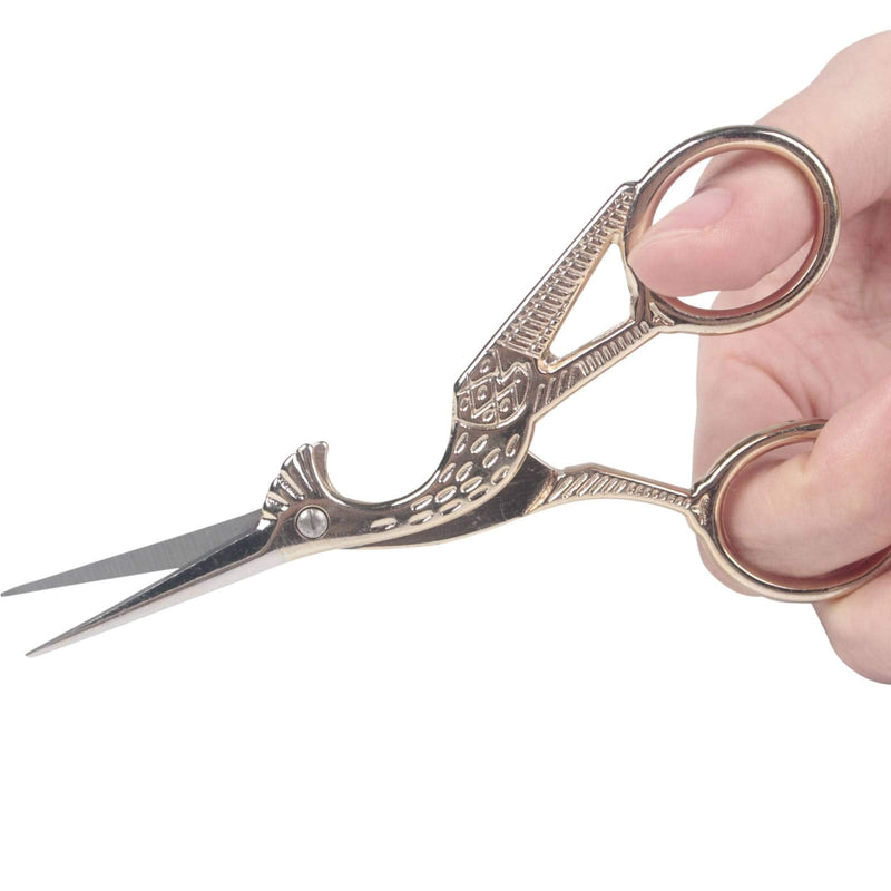  [AUSTRALIA] - BIHRTC 4.5 Inch Scissors Embroidery Scissors Stainless Steel Sharp Stork Crane Sewing Scissors Gold DIY Tools Small Shears Scissors for Sewing Craft Art Work & Everyday Use