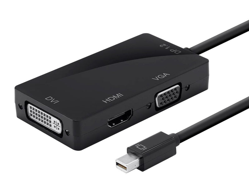  [AUSTRALIA] - Monoprice Mini DisplayPort 1.2a / Thunderbolt to 4K HDMI, DVI, and VGA Passive Adapter, Black (112799)