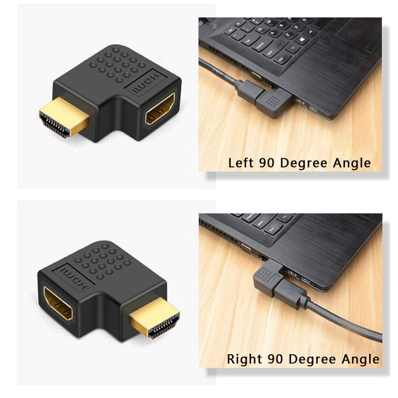  [AUSTRALIA] - 7 Pack HDMI Angled Adapter Combo, 3 Pcs Vertical Flat Left & Right 90 Degree Angle and 4 Pcs 270 & 90 Degree Male to Female HDMI Adapter, Gold-Plated 3D Supported TV Connector
