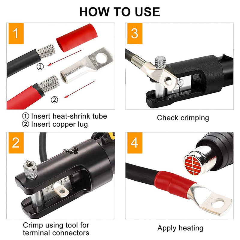  [AUSTRALIA] - AIRIC 2/0 Gauge Wire Lugs 1/2" Stud (M12), 4pcs UL Heavy Duty Cable Lugs Large Battery Cable Ends, Tinned Copper Tubular Lugs 2/0 AWG Ring Terminal Connectors DIN 46235, with 3:1 Heat Shrink Tubing 2/0 AWG 1/2" STUD (M12)