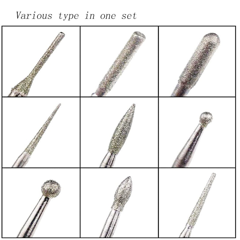 [AUSTRALIA] - Luo ke 30 Pcs Diamond Burr Set, Stone Carving Bits Glass Grinding Tools Fits for Dremel Rotary Tool (3/32 Inch Shank) 3/32 in shank Silver