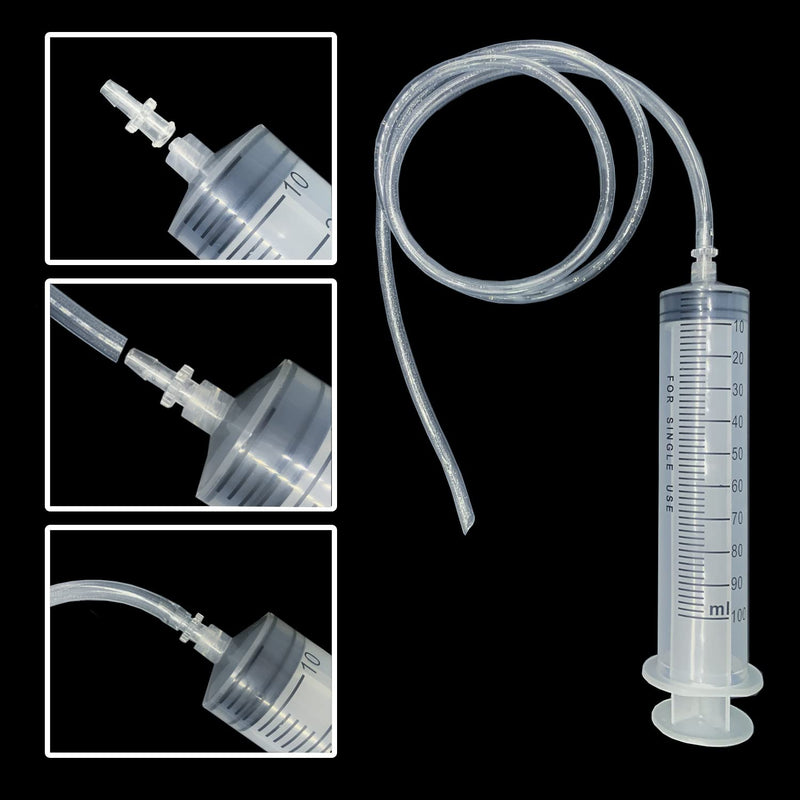  [AUSTRALIA] - 3 Pack 100ml/cc Large Plastic Syringe with Cap, 3Pcs 3.2ft Handy Plastic Tubing 14ga Blunt Tip and Luer Connections, Tubing Connnector for Scientific Labs, Measuring, Watering, Refilling, Filtration, Feeding