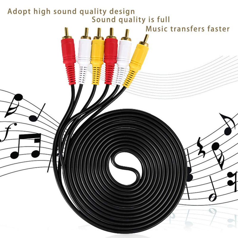 Abysssea 9.8ft- 3 RCA AV Cable Audio Video Composite Cable RCA M/Mx3 Audio/Video Cable for TV, VCR, DVD, Satellite, and Home Theater Receivers (3 Male to 3 Male - Gold Plated) - LeoForward Australia