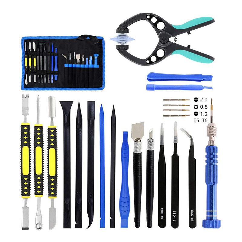  [AUSTRALIA] - 18 in 1 Electronics Repair Tool Kit, Precision Screwdriver Set, Opening Pry Tool Kit and Screen Opening Pliers with Portable Bag for Repair Mobile/Phone, Laptop, Tablets, X-Box, Watch, PS4 18 PCS