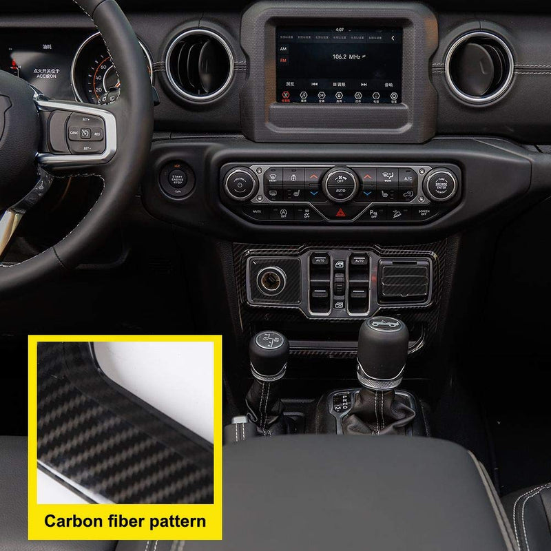 JeCar Interior Decoration Trim Kit, Cigarette Lighter/USB Port& Window Control Panel Trim Cover for 2018-2021 Jeep Wrangler JL JLU, Carbon Fiber Texture Black - LeoForward Australia